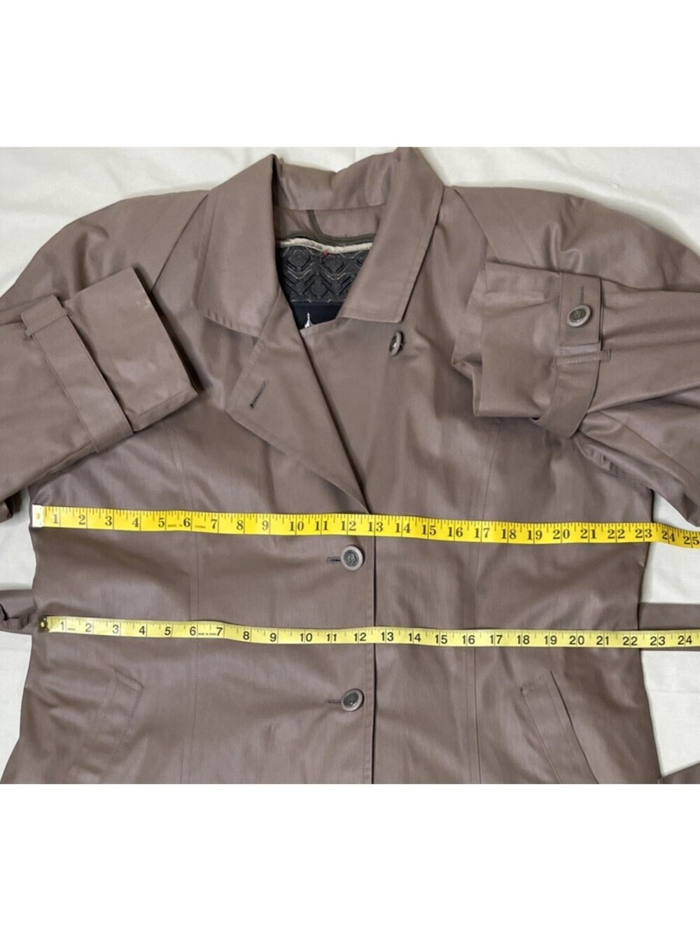 Vintage London Fog Trench Coat USA Made Belted Brown Lined Size 16 R Excellent - Picture 15 of 15